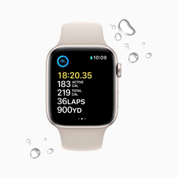Apple Watch SE (2022) 40mm Aluminum Starlight Wifi White Sport Band - B-grade - Afbeelding 4