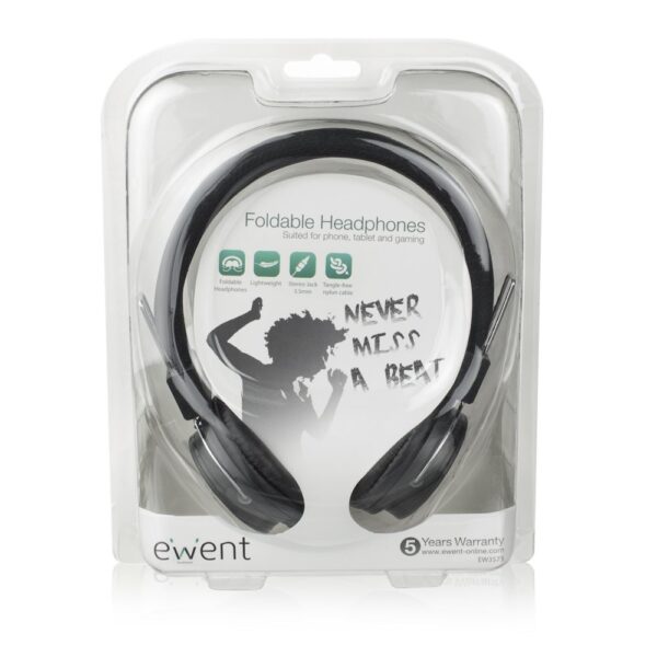 Ewent EW3573 hoofdtelefoon/headset Hoofdtelefoons Hoofdband 3,5mm-connector Zwart - Afbeelding 4