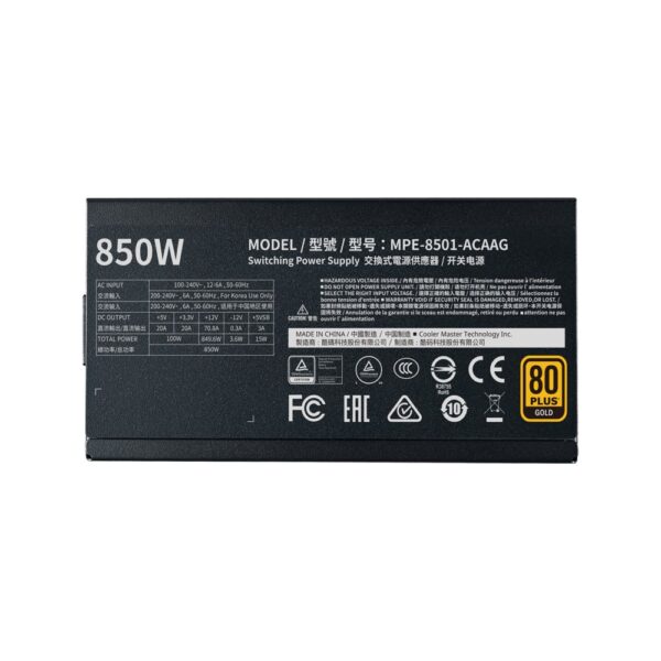 Cooler Master MWE Gold 850 - V2 Full Modular power supply unit 850 W 24-pin ATX ATX Zwart - Afbeelding 4