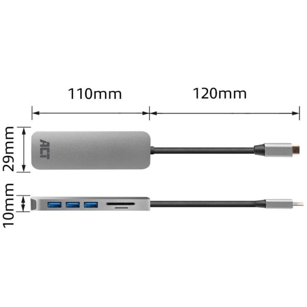 ACT AC7050 3-Poorts USB-C 3.2 Gen1 (USB 3.0) Hub met kaartlezer en PD Pass-Through poort - Afbeelding 7