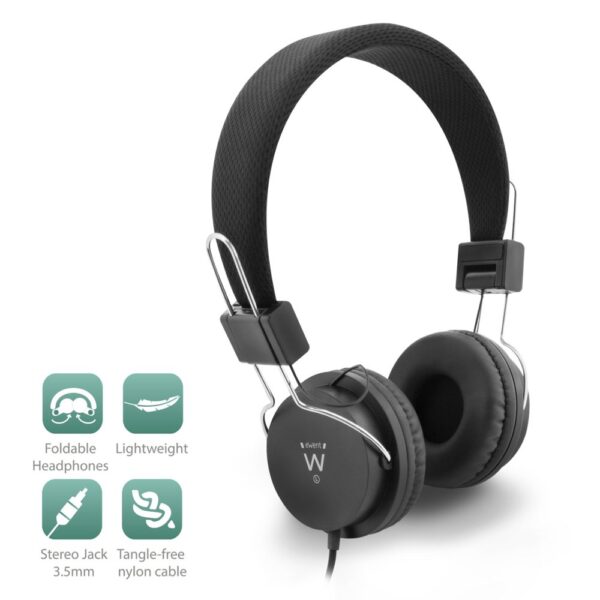 Ewent EW3573 hoofdtelefoon/headset Hoofdtelefoons Hoofdband 3,5mm-connector Zwart - Afbeelding 3