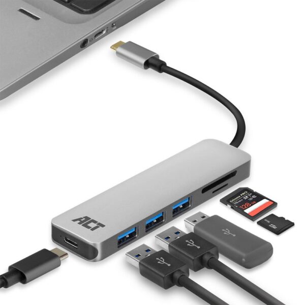 ACT AC7050 3-Poorts USB-C 3.2 Gen1 (USB 3.0) Hub met kaartlezer en PD Pass-Through poort - Afbeelding 6