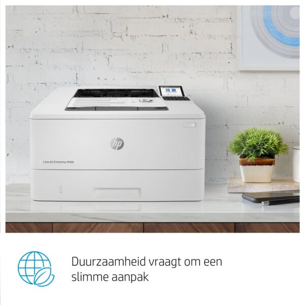 HP LaserJet Enterprise M406dn, Zwart-wit, Printer voor Bedrijf, Print, Compact formaat; Optimale beveiliging; Dubbelzijdig printen; Energiezuinig; Printen via USB-poort aan voorzijde - Afbeelding 4