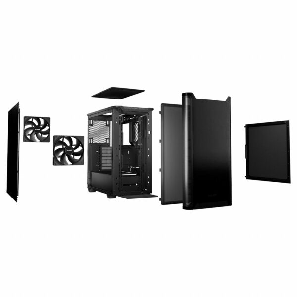 be quiet! PURE BASE 501 Black – Midi Tower PC Behuizing | Stijlvol & Stil | ATX-ondersteuning | 2x 140mm Ventilatoren - Afbeelding 5