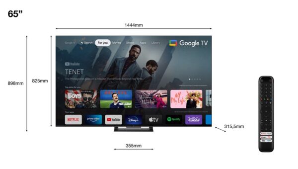 TCL C74 Series 65C749 tv 165,1 cm (65") 4K Ultra HD Smart TV Wifi Zwart 1000 cd/m² - Afbeelding 3