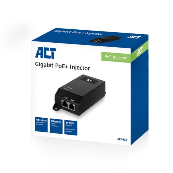 ACT AC4438 Gigabit PoE+ Injector 30W - Afbeelding 6