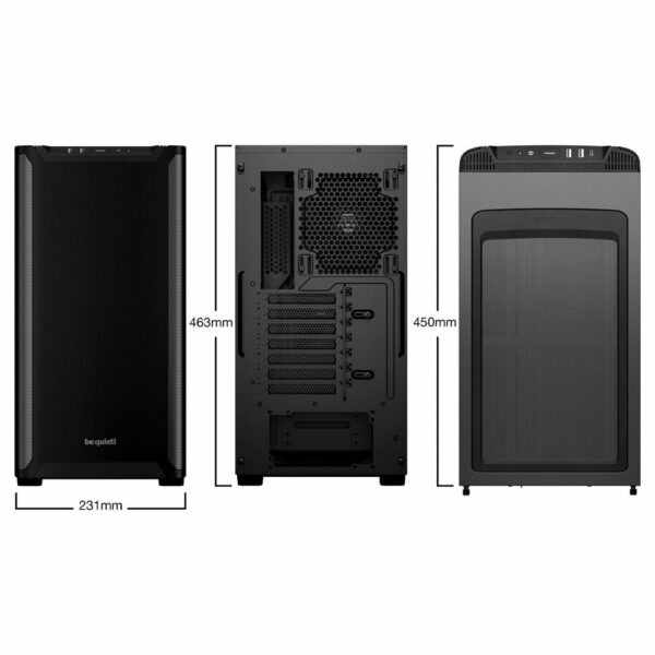 be quiet! PURE BASE 501 Black – Midi Tower PC Behuizing | Stijlvol & Stil | ATX-ondersteuning | 2x 140mm Ventilatoren - Afbeelding 4