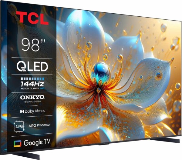 TCL 98T8C 98” | Grote 4K QLED Smart TV | Supersnel 144Hz & Dolby Vision | Google TV + WiFi - Afbeelding 3
