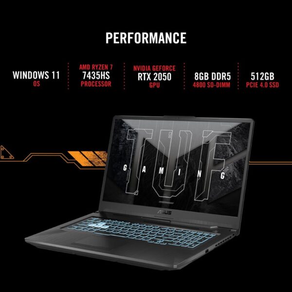 ASUS TUF Gaming A17 | 17.3" Full HD IPS 144Hz | AMD Ryzen 5 7535HS | 16GB DDR5 RAM | 512GB SSD | NVIDIA GeForce RTX 2050 | Windows 11 Professional - Afbeelding 3
