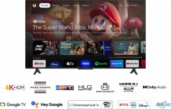 TCL 55P61B 55" | 4K Ultra HD LED Smart TV | Google TV | HDR10 | 60Hz | Wifi & Bluetooth - Afbeelding 8