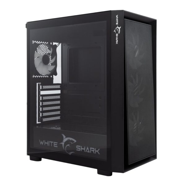 White Shark WARHEAD | Midi Tower Case | Inclusief 4 RGB Fans | Zwart - Afbeelding 7