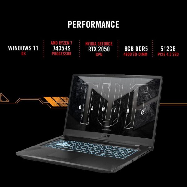 ASUS TUF Gaming A17 | 17.3" Full HD IPS 144Hz | AMD Ryzen 5 7535HS | 16GB DDR5 RAM | 512GB SSD | GeForce RTX 2050 | Windows 11 Professional - Afbeelding 4