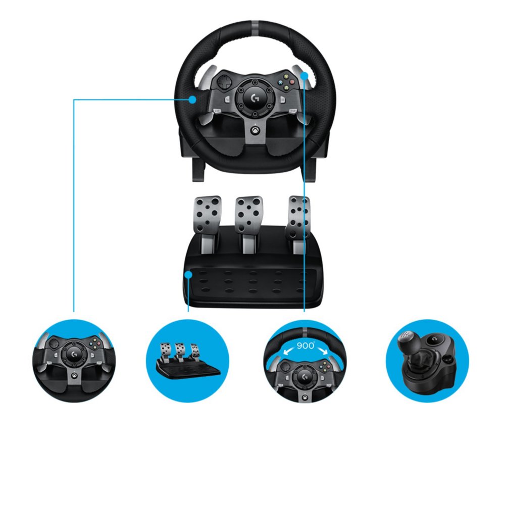 Logitech G920 Driving Force | Racestuur en pedalen | Force Feedback | 900° rotatie | USB 2.0 | Compatibel met Xbox Series X|S, Xbox One en PC | Zwart - Afbeelding 6