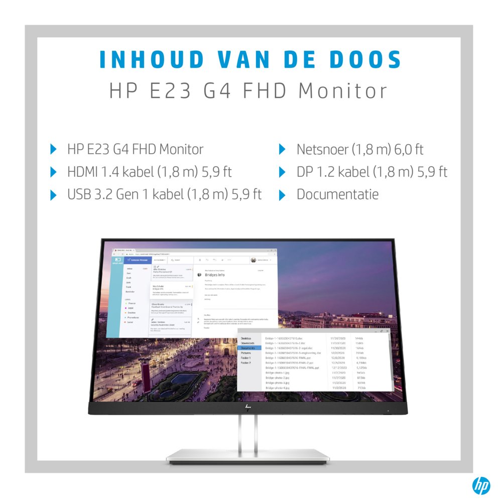 HP E-Series E23 G4 23" | 1920x1080 IPS | 60Hz | Monitor - Afbeelding 9
