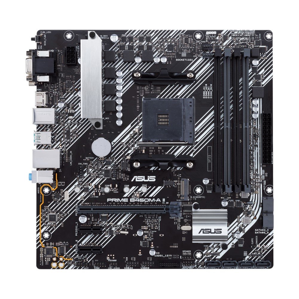 ASUS PRIME B450M-A II | Socket AM4 | AMD B450 | 4xDDR4 | Micro-ATX | Moederbord