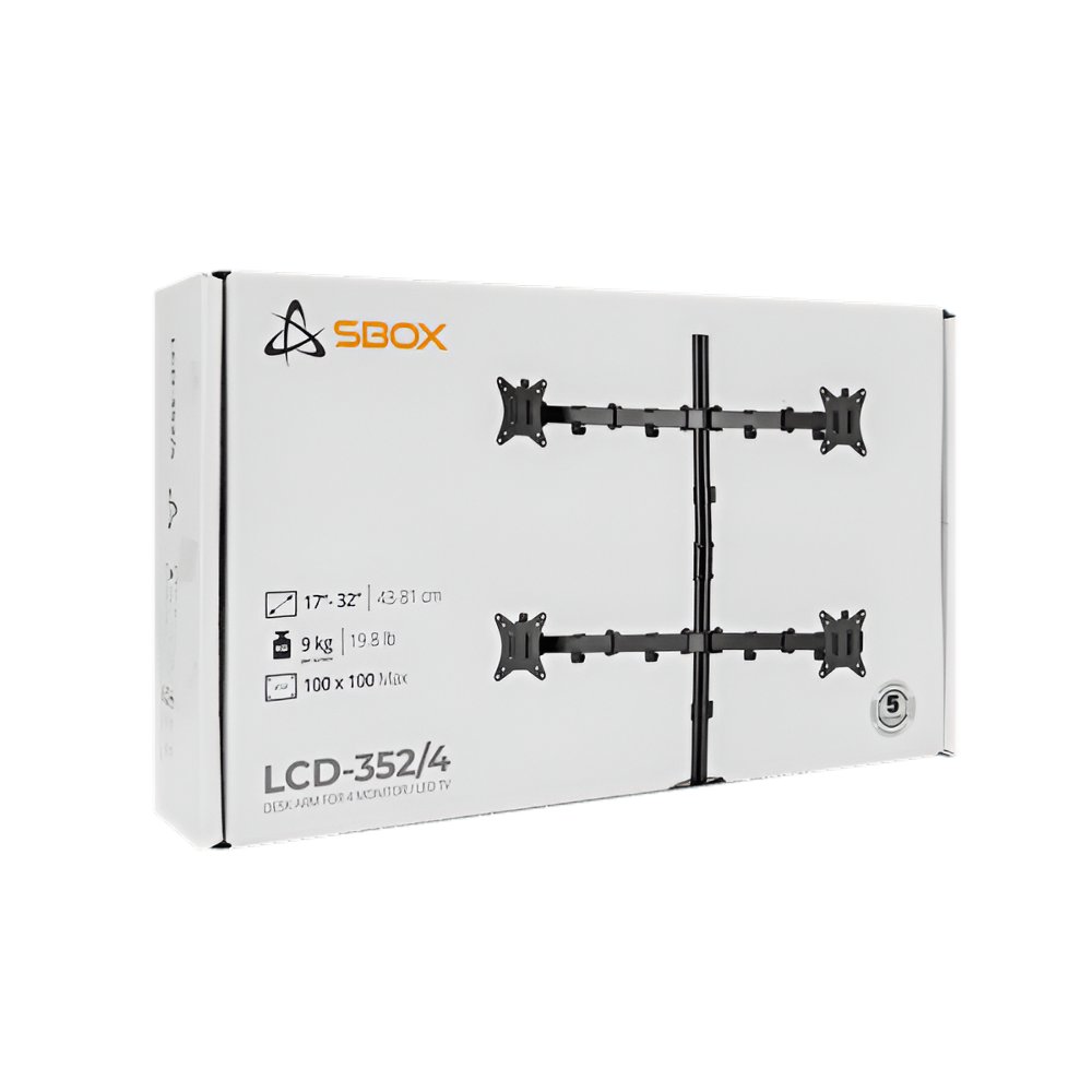 SBOX LCD-352/4-2 | Verstelbare Monitor-bureaubeugel | Tot 32" | Max 9kg | VESA 100x100 | 4 Monitoren - Afbeelding 13