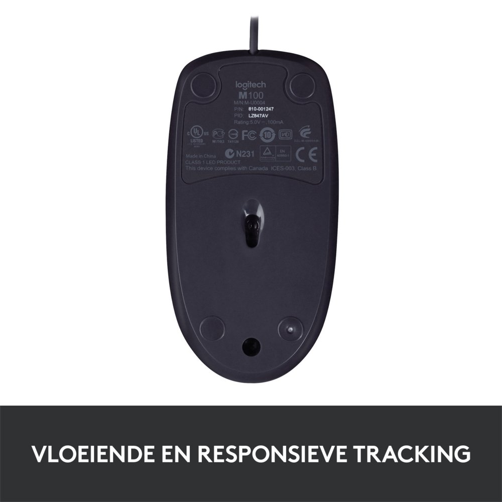 Logitech B100 | Bedrade Muis | Links- en Rechtshandig | USB-A | 800 DPI | Zwart - Afbeelding 8
