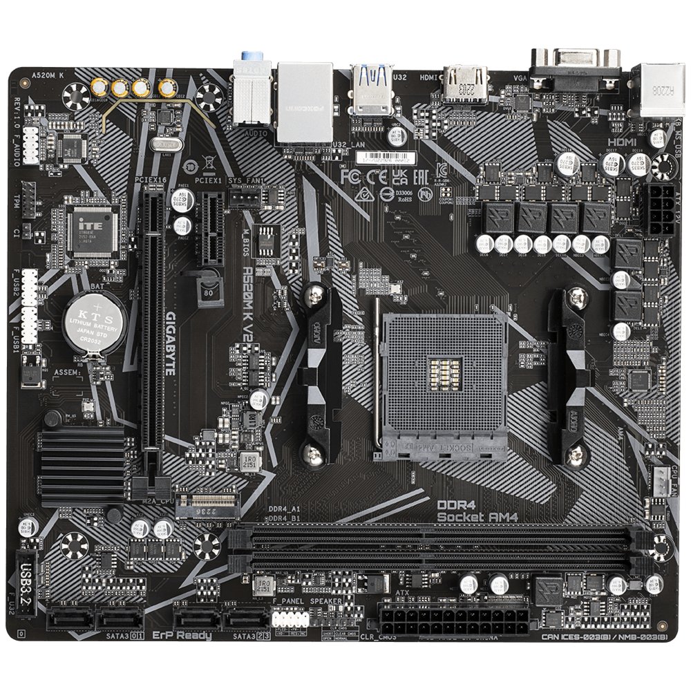 Gigabyte A520M-K V2 | Socket AM4 | AMD A520 | 2xDDR4 | Micro-ATX | Moederbord - Afbeelding 3