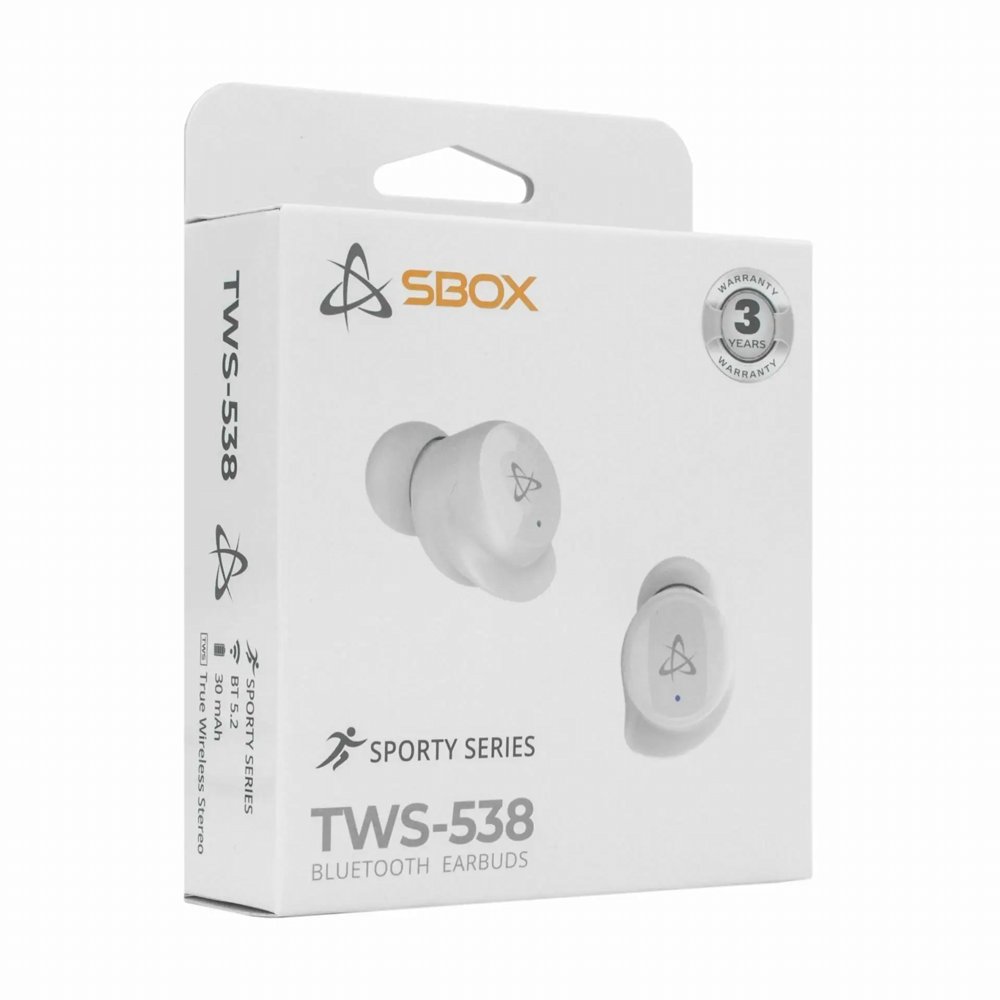 SBOX Earbuds EB-TWS538 | Draadloze In-Ear Bluetooth Oordopjes | USB-C Oplaadcase | Wit - Afbeelding 3