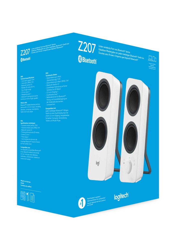 Logitech Z207 | 2.0 Luidsprekerset | Bluetooth en 3,5mm | Zwart/Wit - Afbeelding 10