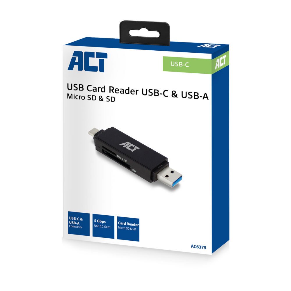 ACT AC6375 | Geheugenkaartlezer | USB 3.2 Gen 1 | Zwart - Afbeelding 4