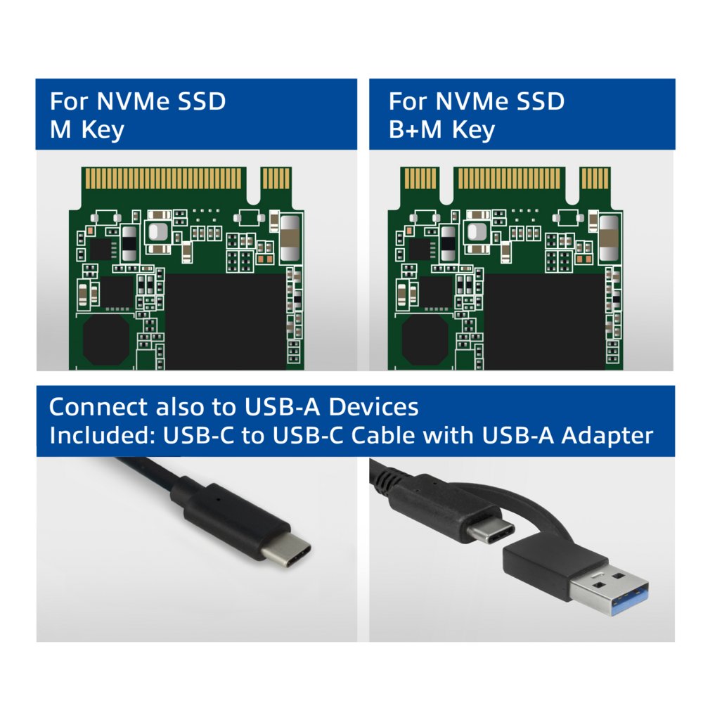 ACT AC1615 | USB-C M.2 NVMe/PCIe SSD Behuizing | Tool-Free | Aluminium | USB 3.2 Gen2 (10 Gbps) - Afbeelding 5