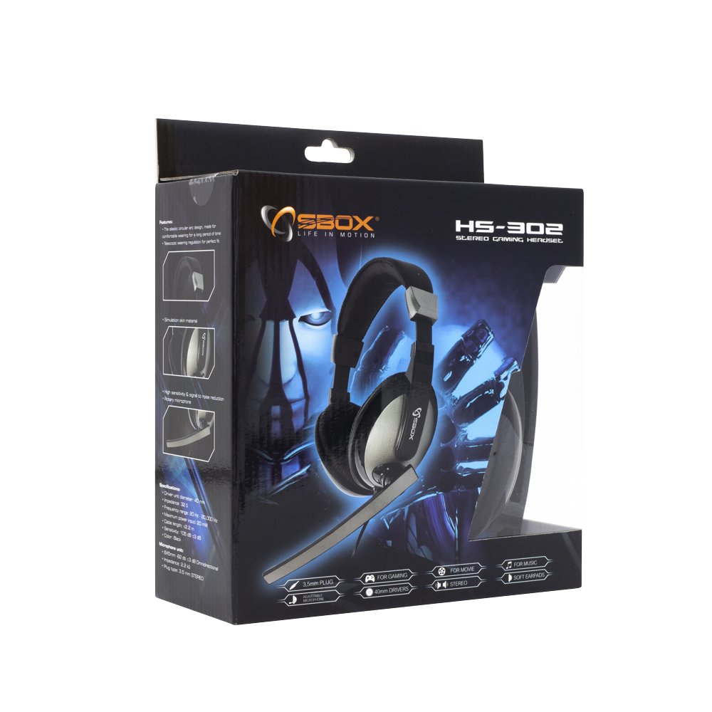 SBOX HS-302 | On-Ear Gaming Headset 3,5mm Connector | Zwart/Grijs - Afbeelding 6