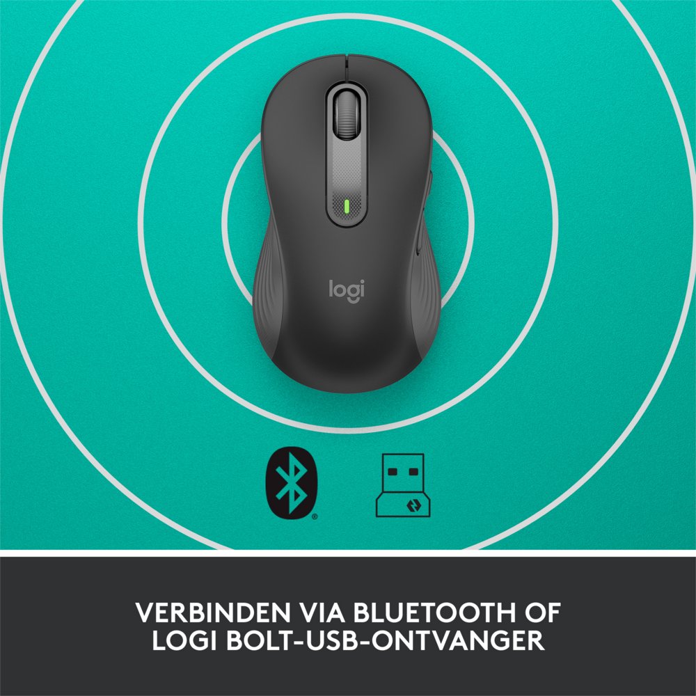 Logitech Signature M650 | Draadloze Muis | Linkshandig | RF + Bluetooth | 2000 DPI | Grafiet - Afbeelding 11