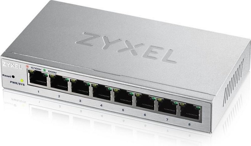 Zyxel GS1200-8 | Managed Web Smart Switch | 8 Poorten | Gigabit Ethernet (10/100/1000 Mbps) | Zilver