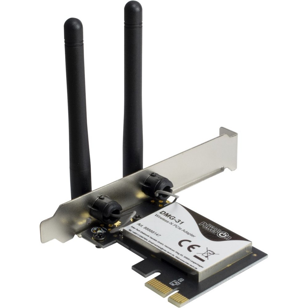 Inter-Tech DMG-31 | Interne WLAN-adapter | PCIe x1 | Wi-Fi 4 (802.11n) | 300 Mbps | 2x 3dBi antennes - Afbeelding 5