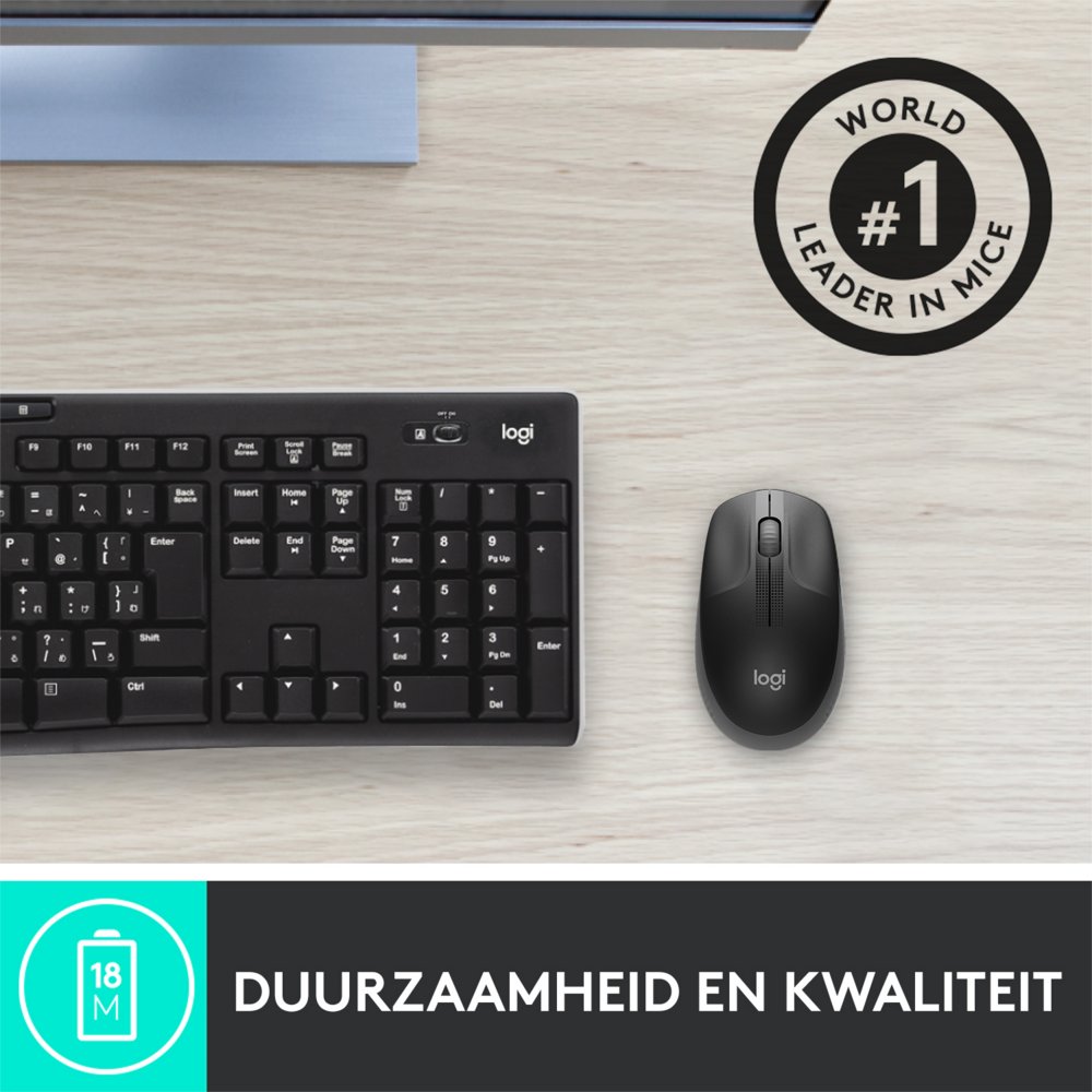 Logitech M190 | Draadloze Muis | Links- en Rechtshandig | RF | 1000 DPI | Zwart - Afbeelding 9
