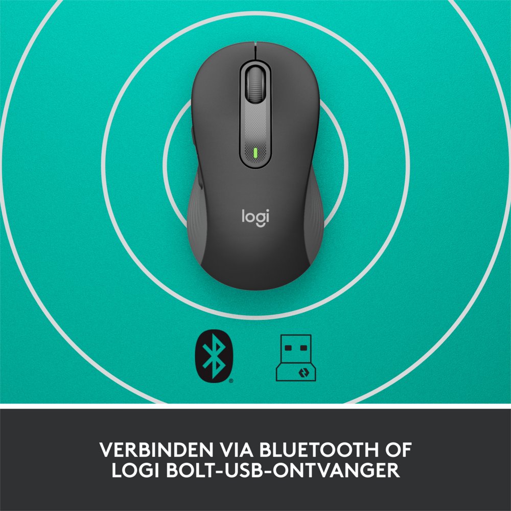 Logitech Signature M650 for Business | Draadloze Muis | Rechtshandig | RF + Bluetooth | 4000 DPI | Grafiet - Afbeelding 12