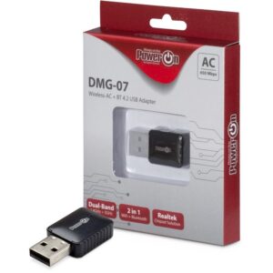 Inter-Tech DMG-07 | Wi-Fi 5 & Bluetooth 4.2 USB Adapter | 650 Mbps | Dual-band (2,4 GHz / 5 GHz) | Zwart