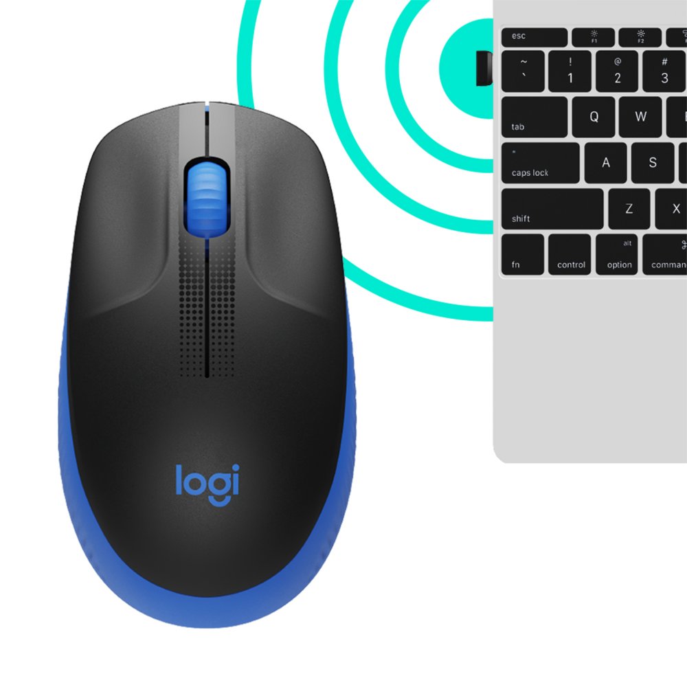 Logitech M190 | Draadloze Muis | Links- en Rechtshandig | RF | 1000 DPI | Zwart/Blauw - Afbeelding 4