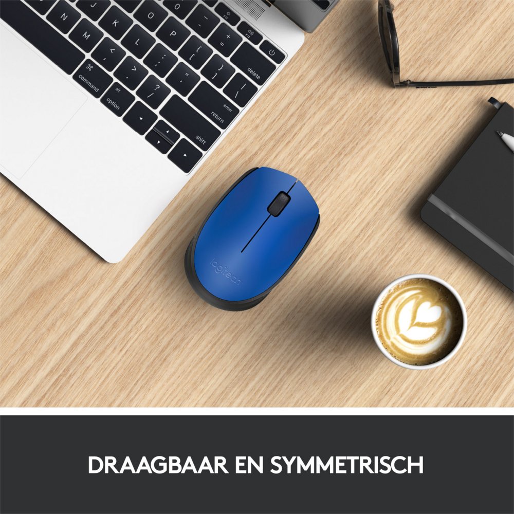 Logitech M171 | Draadloze Muis | Links- en Rechtshandig | RF | 1000 DPI | Zwart/Blauw - Afbeelding 5