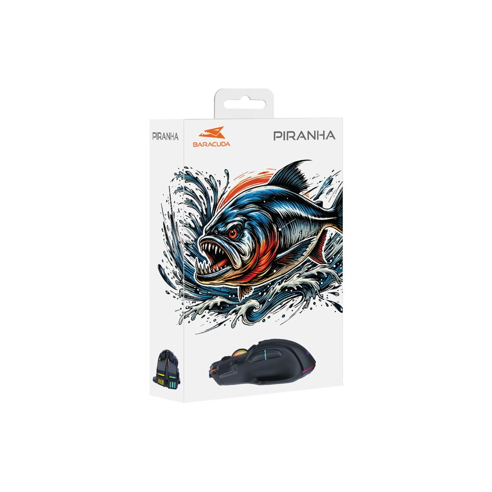Baracuda PIRANHA RGB | Bedrade Gaming Muis | USB-A | 7200 DPI | Zwart - Afbeelding 6