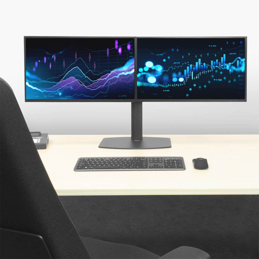 ACT AC8332 | In Hoogte Verstelbare Monitor-bureausteun | Tot 27" | Max 6kg | VESA 100x100 | 2 Monitoren - Afbeelding 9