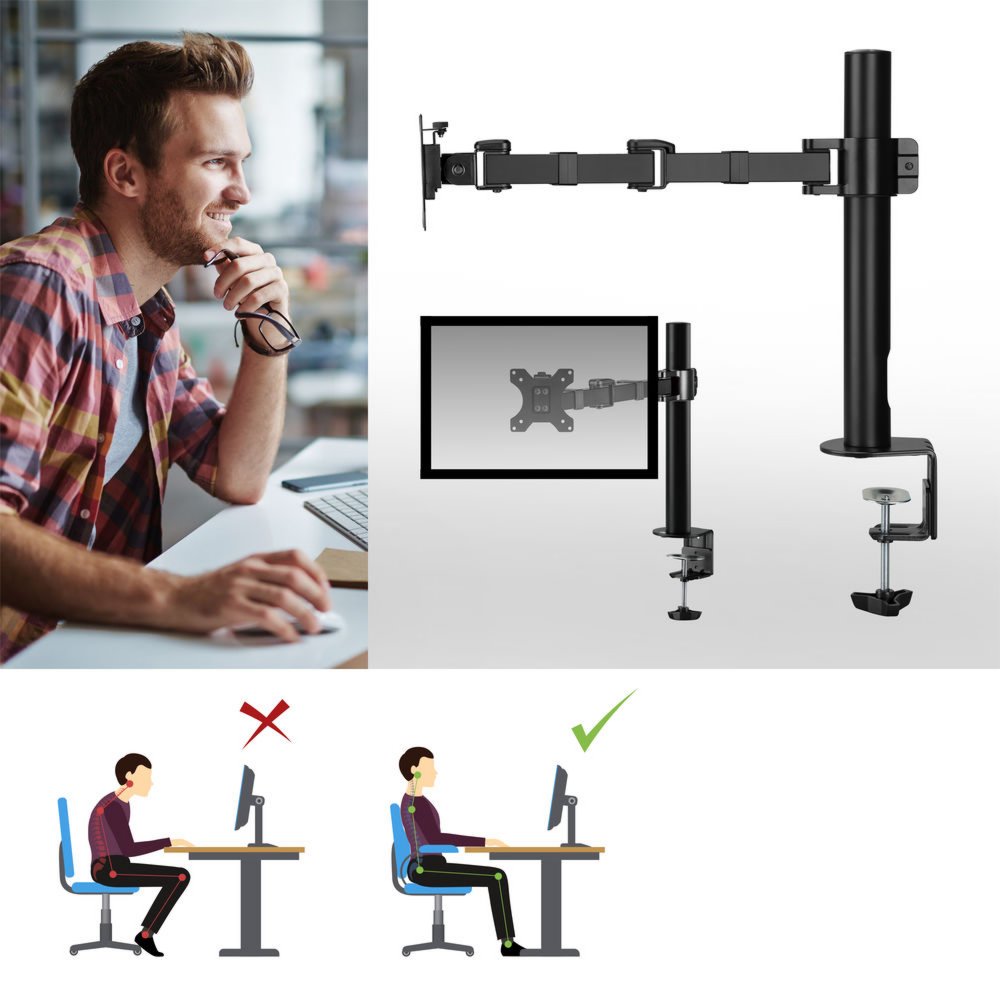 ACT AC8325 | Verstelbare Monitor-bureaubeugel | Tot 32" | Max 12kg | VESA 100x100 | 1 Monitor - Afbeelding 8
