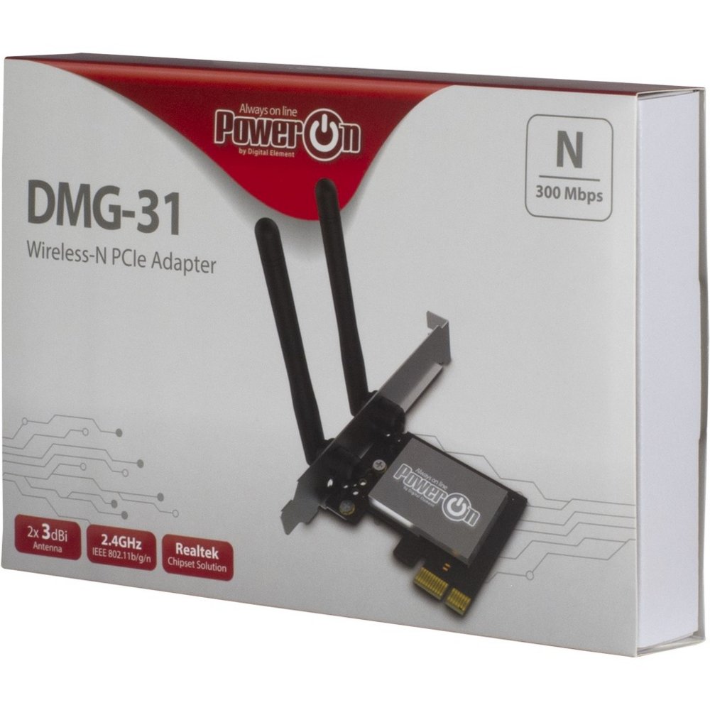 Inter-Tech DMG-31 | Interne WLAN-adapter | PCIe x1 | Wi-Fi 4 (802.11n) | 300 Mbps | 2x 3dBi antennes - Afbeelding 4