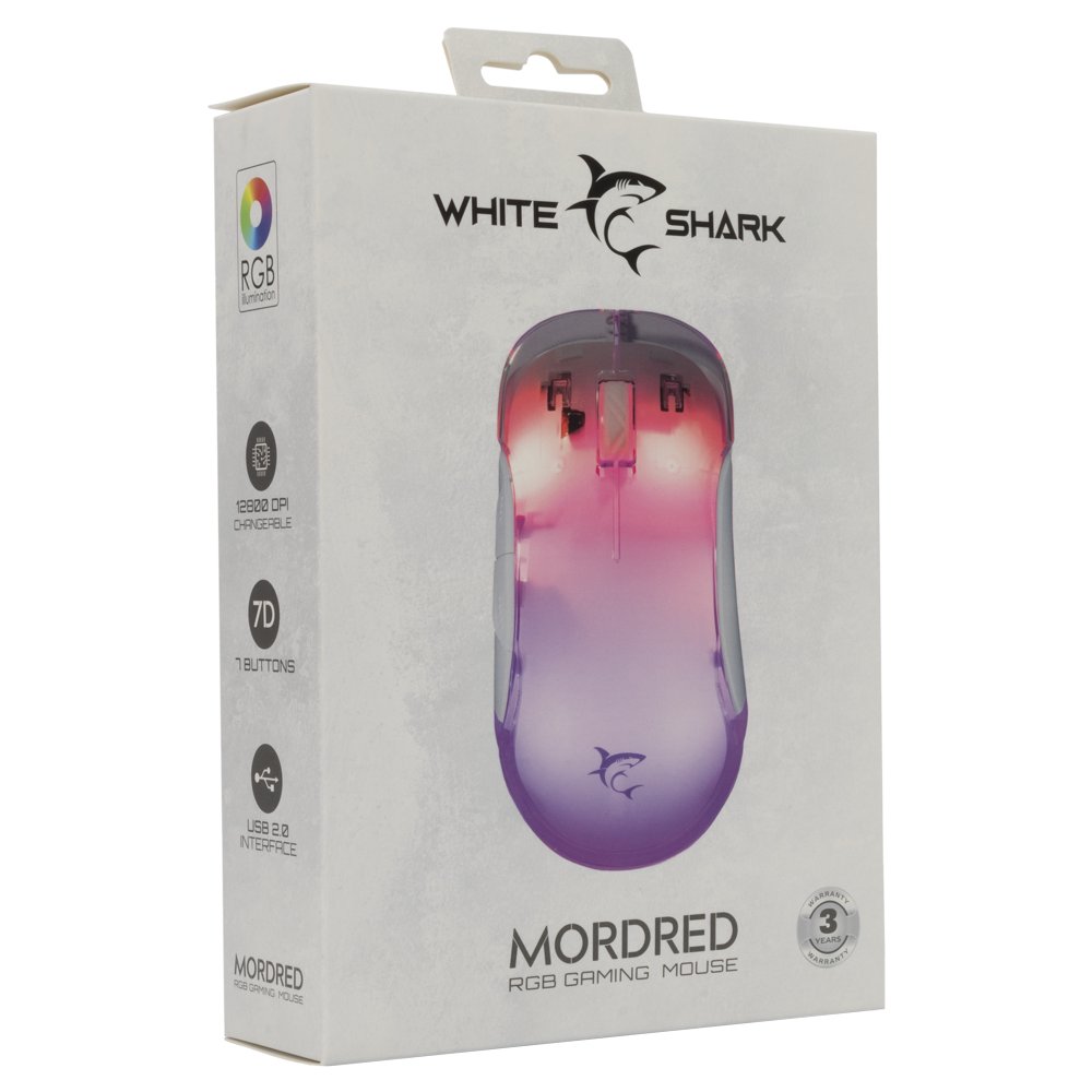 White Shark Mordred-W | Gaming Muis | 825 Chipset | RGB Verlichting | 12.800 DPI | Wit - Afbeelding 3