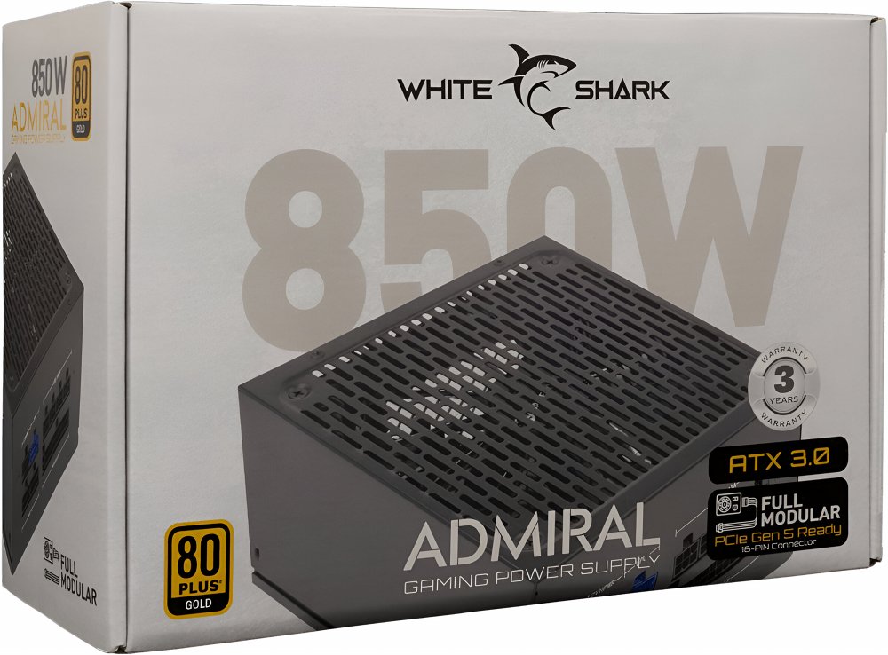 White Shark Admiral | 850 Watt Gold ATX 3.0 PSU | PCIe 5.0 | Power Supply | Voeding | OPEN BOX