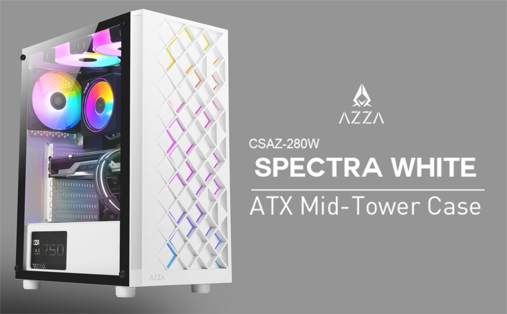 Azza Spectra RGB | Midi Tower Case | Wit - Afbeelding 3
