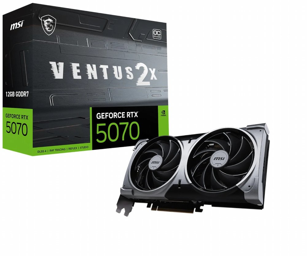 MSI GeForce RTX 5070 VENTUS 2X OC | 12GB GDDR7 | DLSS 4 | Videokaart | Nvidia GPU