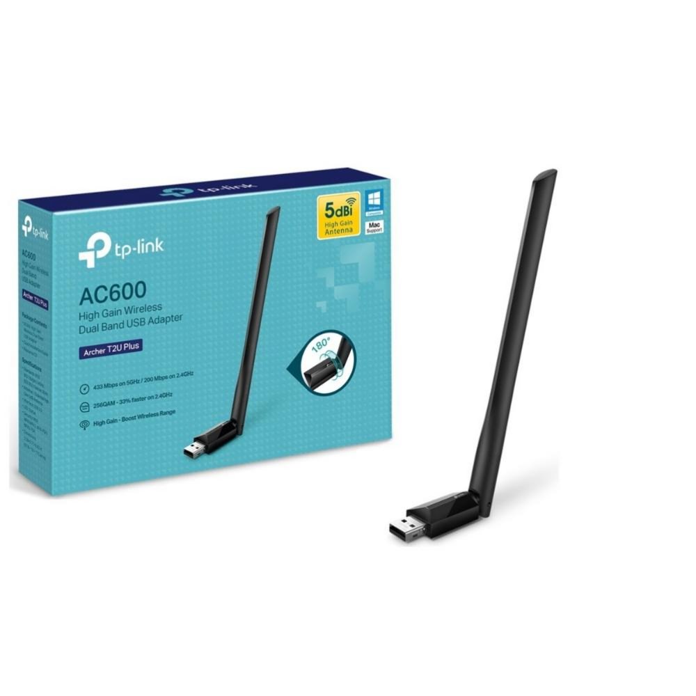 TP-Link Archer T2U Plus | Wi-Fi 5 USB-adapter | Dual-band 2,4 GHz (200 Mbps) / 5 GHz (433 Mbps) | 5 dBi High-gain Antenne | USB 2.0 - Afbeelding 3