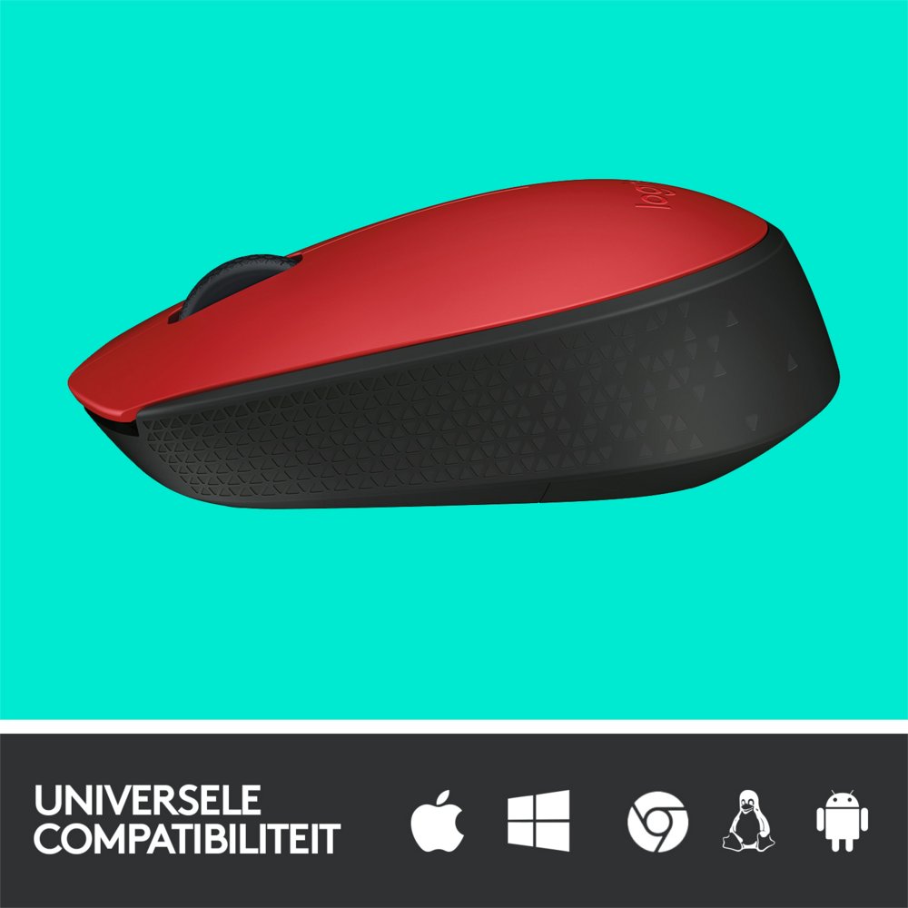 Logitech M171 | Draadloze Muis | Links- en Rechtshandig | RF | 1000 DPI | Rood/Zwart - Afbeelding 6