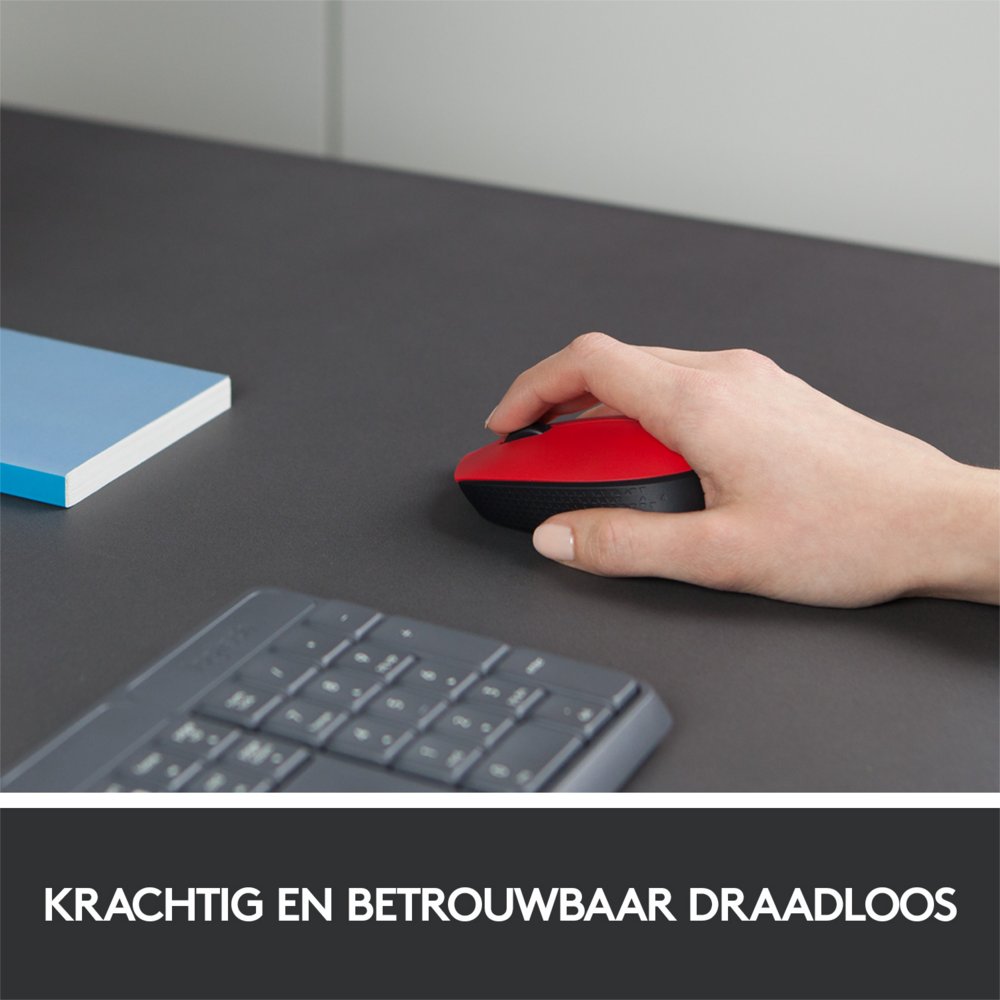 Logitech M171 | Draadloze Muis | Links- en Rechtshandig | RF | 1000 DPI | Rood/Zwart - Afbeelding 4