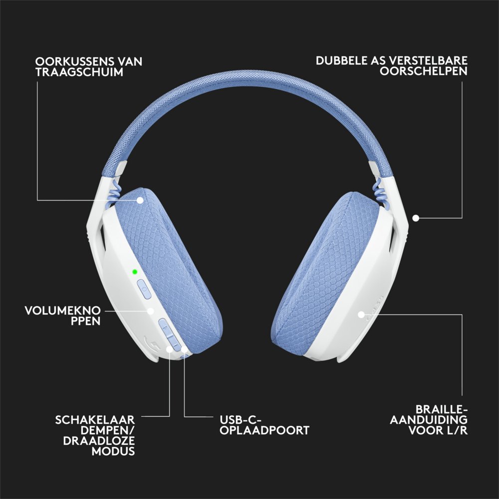 Logitech G G435 | Draadlooze Over-ear Gaming Headset | Bluetooth & USB-A Receiver | Wit/Lilac - Afbeelding 18