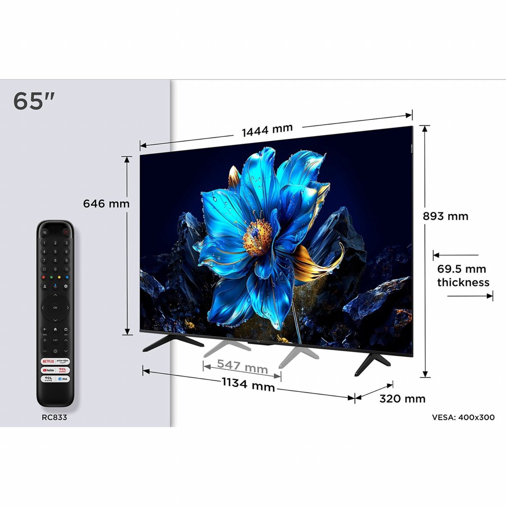 TCL 65T69C | 65" 4K Ultra HD QLED Smart TV | 60Hz | Google TV + Wifi | Dolby Vision | HDMI 2.1 (2025) - Afbeelding 9
