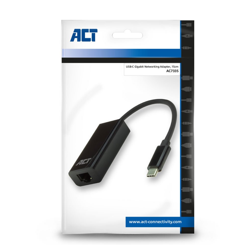 ACT AC7335 | USB-C naar Gigabit Ethernet Adapter | 10/100/1000 Mbps | Plug & Play - Afbeelding 3