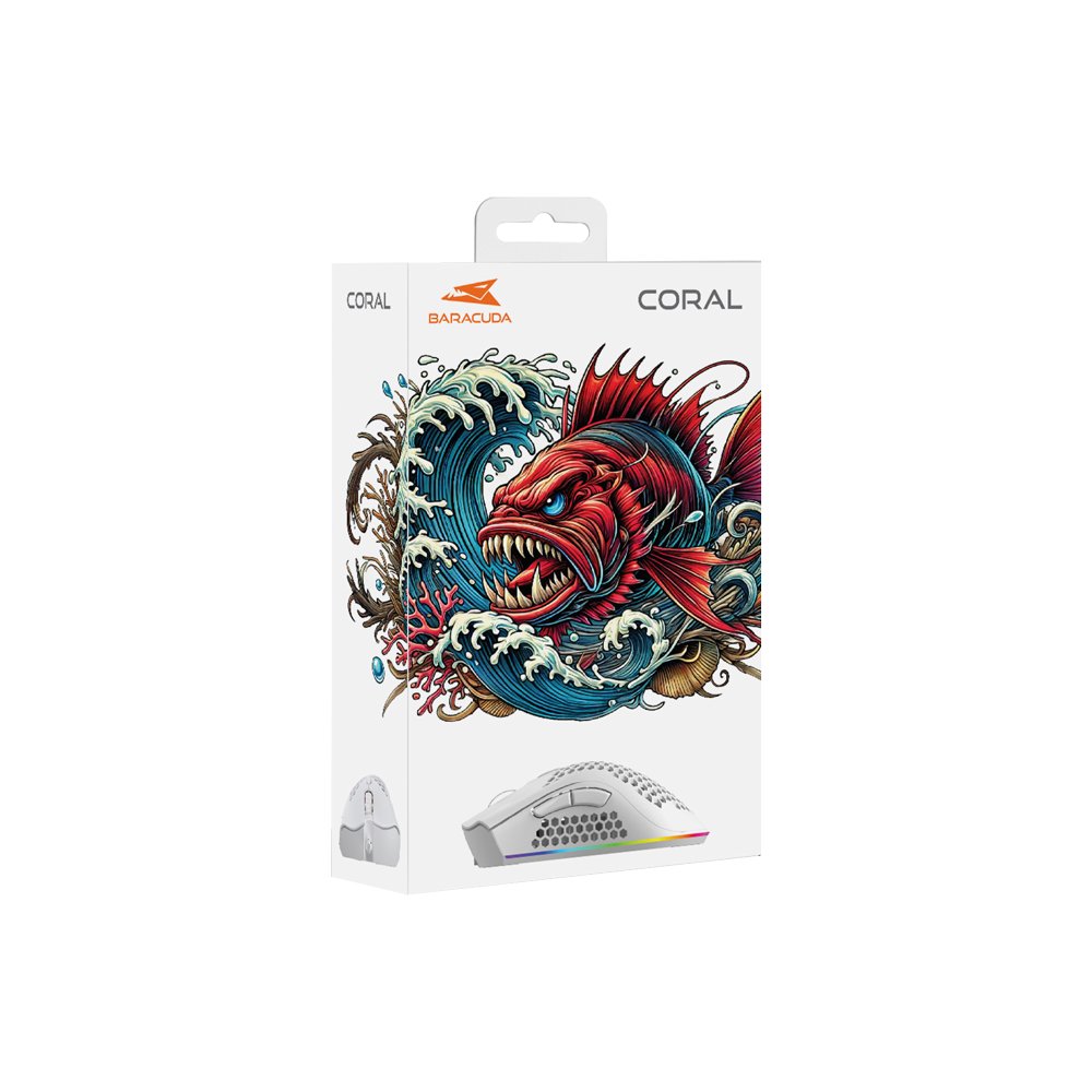Baracuda CORAL RGB | Bedrade Gaming Muis | USB-A | 12800 DPI | Wit - Afbeelding 7